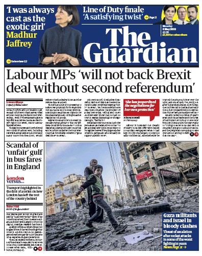 The Guardian Newspaper Front Page (UK) for 6 May 2019