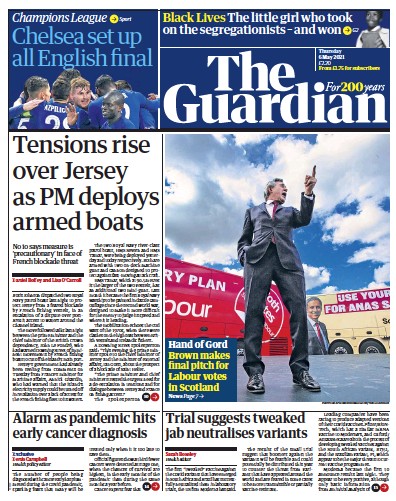 The Guardian Newspaper Front Page (UK) for 6 May 2021