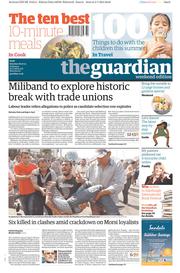 The Guardian (UK) Newspaper Front Page for 6 July 2013