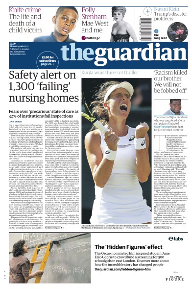 The Guardian Newspaper Front Page (UK) for 6 July 2017
