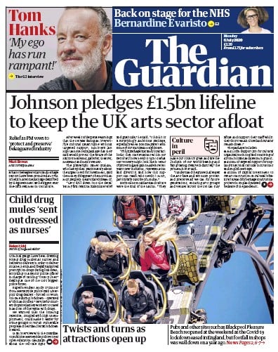 The Guardian Newspaper Front Page (UK) for 6 July 2020