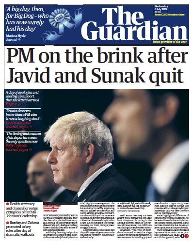 The Guardian Newspaper Front Page (UK) for 6 July 2022