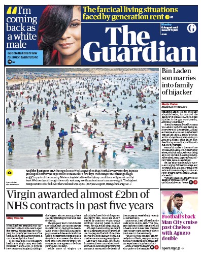 The Guardian Newspaper Front Page (UK) for 6 August 2018