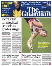 The Guardian (UK) Newspaper Front Page for 6 August 2021