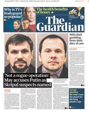 The Guardian (UK) Newspaper Front Page for 6 September 2018
