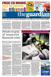 The Guardian Newspaper Front Page (UK) for 7 October 2011