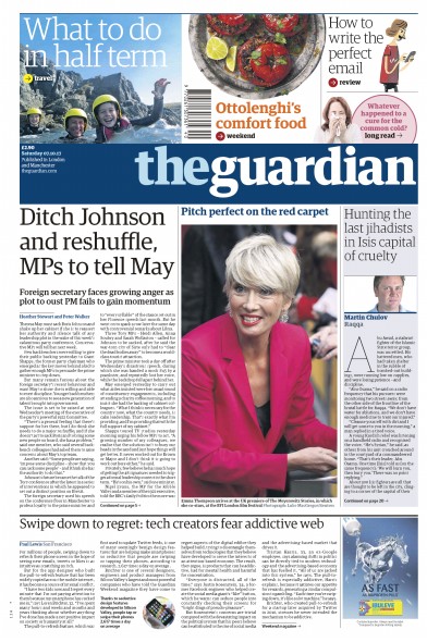 The Guardian Newspaper Front Page (UK) for 7 October 2017
