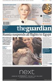 The Guardian (UK) Newspaper Front Page for 7 November 2015