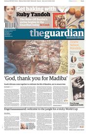 The Guardian (UK) Newspaper Front Page for 7 December 2013