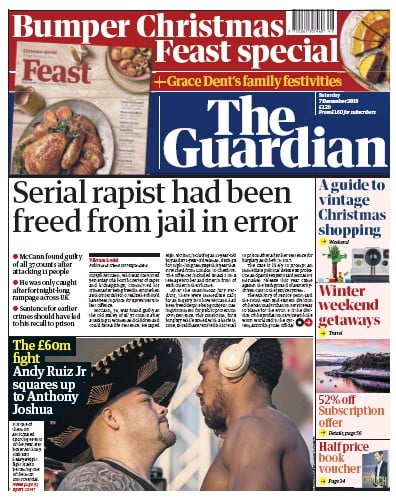 The Guardian Newspaper Front Page (UK) for 7 December 2019