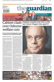 The Guardian Newspaper Front Page (UK) for 7 January 2014