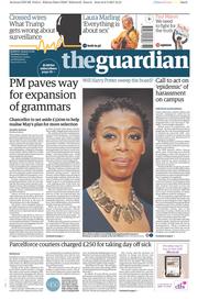 The Guardian (UK) Newspaper Front Page for 7 March 2017