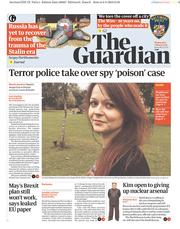 The Guardian (UK) Newspaper Front Page for 7 March 2018