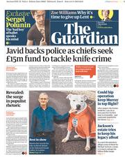 The Guardian (UK) Newspaper Front Page for 7 March 2019