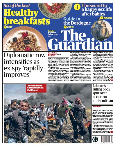The Guardian Newspaper Front Page (UK) for 7 April 2018