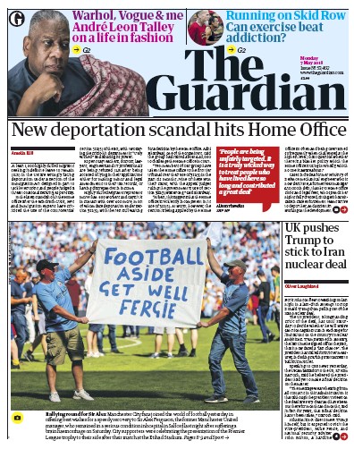 The Guardian Newspaper Front Page (UK) for 7 May 2018