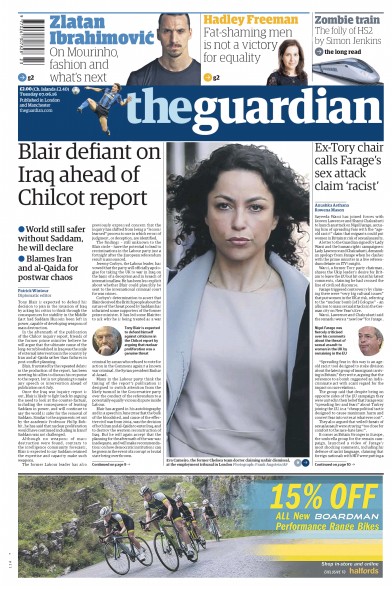 The Guardian Newspaper Front Page (UK) for 7 June 2016
