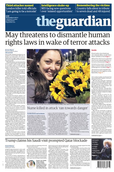The Guardian Newspaper Front Page (UK) for 7 June 2017