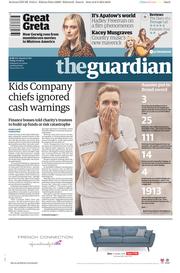The Guardian Newspaper Front Page (UK) for 7 August 2015