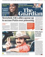 The Guardian (UK) Newspaper Front Page for 7 September 2018