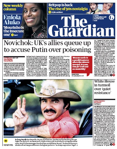 The Guardian Newspaper Front Page (UK) for 7 September 2018