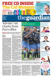 The Guardian Newspaper Front Page (UK) for 8 October 2011