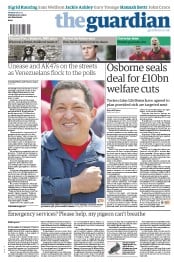 The Guardian (UK) Newspaper Front Page for 8 October 2012