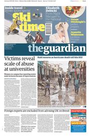 The Guardian (UK) Newspaper Front Page for 8 October 2016