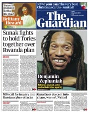 The Guardian front page for 8 December 2023