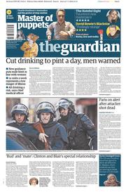 The Guardian (UK) Newspaper Front Page for 8 January 2016