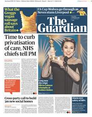 The Guardian (UK) Newspaper Front Page for 8 January 2019