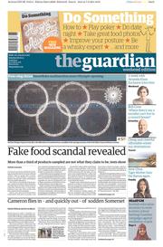 The Guardian Newspaper Front Page (UK) for 8 February 2014