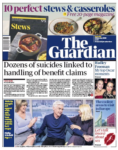 The Guardian Newspaper Front Page (UK) for 8 February 2020
