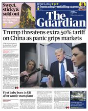 The Guardian front page for 8 April 2025