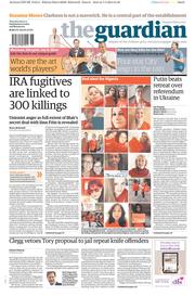 The Guardian Newspaper Front Page (UK) for 8 May 2014