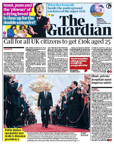 The Guardian Newspaper Front Page (UK) for 8 May 2018