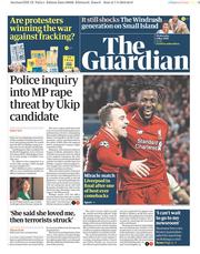 The Guardian (UK) Newspaper Front Page for 8 May 2019