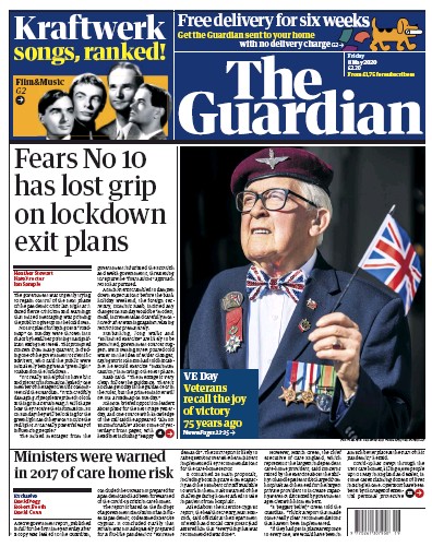 The Guardian Newspaper Front Page (UK) for 8 May 2020