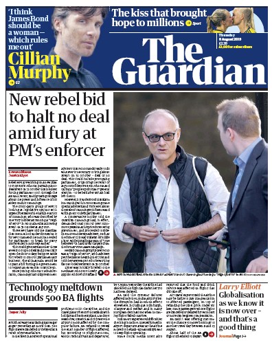 The Guardian Newspaper Front Page (UK) for 8 August 2019