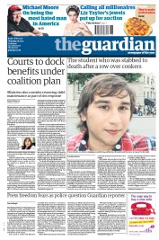 The Guardian Newspaper Front Page (UK) for 8 September 2011