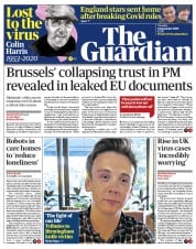 The Guardian (UK) Newspaper Front Page for 8 September 2020