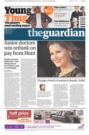 The Guardian (UK) Newspaper Front Page for 9 October 2015