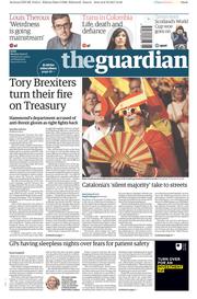 The Guardian (UK) Newspaper Front Page for 9 October 2017