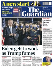 The Guardian (UK) Newspaper Front Page for 9 November 2020