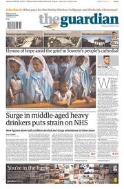 The Guardian (UK) Newspaper Front Page for 9 December 2013