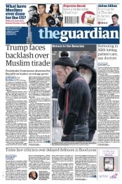 The Guardian (UK) Newspaper Front Page for 9 December 2015