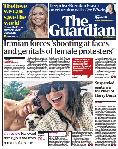 The Guardian Newspaper Front Page (UK) for 9 December 2022