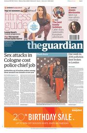 The Guardian (UK) Newspaper Front Page for 9 January 2016