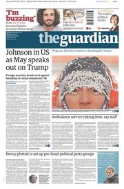The Guardian (UK) Newspaper Front Page for 9 January 2017
