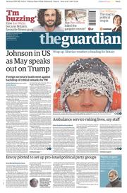 The Guardian (UK) Newspaper Front Page for 9 January 2017